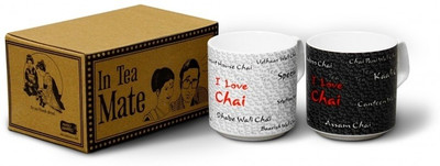 Happily Unmarried In Tea Mate Chai's Ceramic Mug 250 ml, Pack of 2 Happily Unmarried In Tea Mate Chai's Ceramic Mug 250 ml, Pack of 2