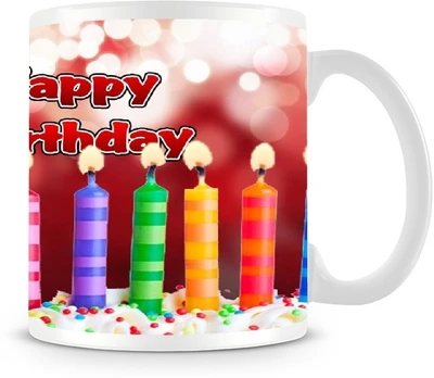 73% OFF on Jupiter09 Happy Birthday with Blowing Candles Coffee Ceramic Mug 300 ml