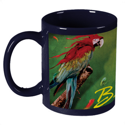 56% OFF on Amy Beauty Parrot Bird Dark Blue Ceramic Mug 330 ml