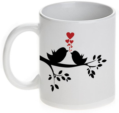 63% OFF on Mugwala Love Bird Desiger Mug-Valentine Ceramic Mug 330 ml