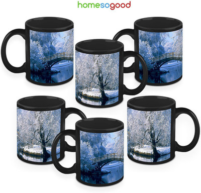 41% OFF on Homesogood Bridge Connecting Heaven Coffee Ceramic Mug 325 ml, Pack of 6