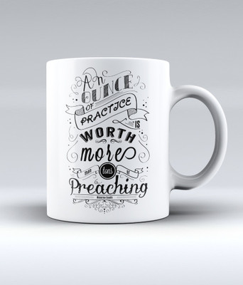 19% OFF on Lab No. 4 An Ounce Of Practice Is Worth More Than Tons Of Preaching ― Mahatma Gandhi Quote Ceramic Mug 350 ml
