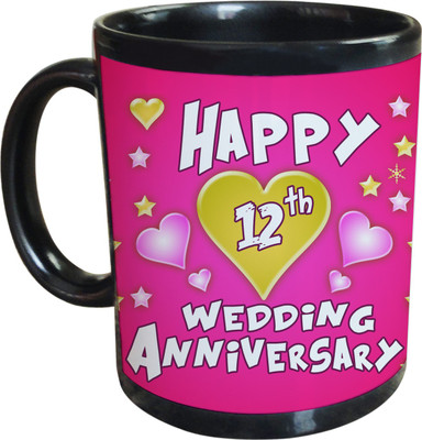 55% OFF on SajawatHomes 12th Wedding Anniversary Coffee Ceramic Mug 350 ml