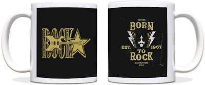 60% OFF on ShopMantra Born to Rock Art Black Ceramic Mug 300 ml