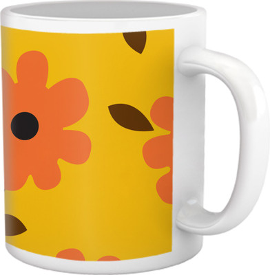 50% OFF on Tiedribbons Shy Shine_Geometric Multicolor_ Orange and Yellow Pattern Ceramic Mug 325 ml