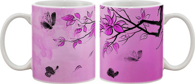 15% OFF on Artifa Pink Leaves And Butterfly Porcelain, Ceramic Mug 350 ml 15% OFF on Artifa Pink Leaves And Butterfly Porcelain, Ceramic Mug 350 ml