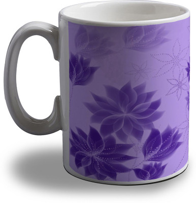 15% OFF on Artifa Purple Flowers Amg1293 Porcelain, Ceramic Mug 350 ml