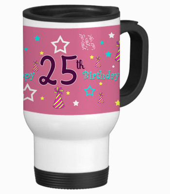 52% OFF on SajawatHomes 25th Happy Birthday White Travel Stainless Steel Mug 600 ml