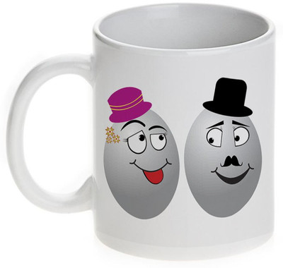 63% OFF on Mugwala Couple Egg Valentine Ceramic Mug 330 ml