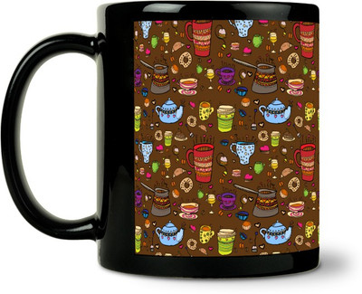 54% OFF on ShopMantra Sketchy Tea Pots Pattern Ceramic Mug 300 ml