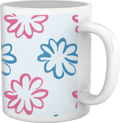 75% OFF on Tiedribbons Shy Shine_Geometric Multicolor_ Pencil Floral Pattern Ceramic Mug 325 ml