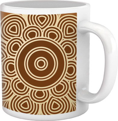 60% OFF on Tiedribbons Geometric Cute_Floral Pattern_Brown Shade Ceramic Mug 325 ml