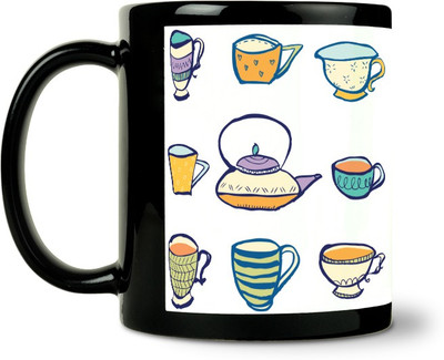 45% OFF on ShopMantra Artistic Tea & Kettle Pattern Ceramic Mug 300 ml