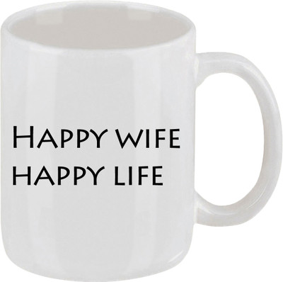 16% OFF on Ellicon Happy Wife Happy Life Ceramic Mug