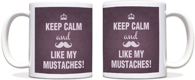 65% OFF on ShopMantra Keep Calm & Like My Moustaches Black Ceramic Mug 300 ml