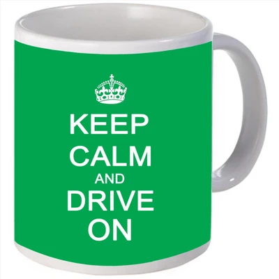 Snoogg Keep calm and drive on Porcelain Bone China Coffee Ceramic Mug