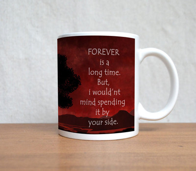 60% OFF on StyBuzz Forever Love Quote Red Ceramic Mug 300 ml