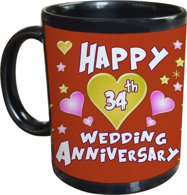 55% OFF on SajawatHomes 34th Wedding Anniversary Coffee Ceramic Mug 350 ml