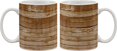 15% OFF on Artifa Vintage Wooden Background Porcelain, Ceramic Mug 350 ml