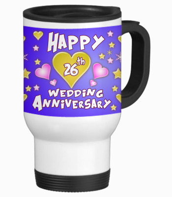 52% OFF on SajawatHomes 26th Happy Anniversary White Travel Stainless Steel Mug 600 ml
