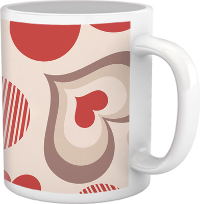 60% OFF on Tiedribbons Love Whisper_Geometric Multicolor_ Heartsin Heart Pattern Ceramic Mug 325 ml