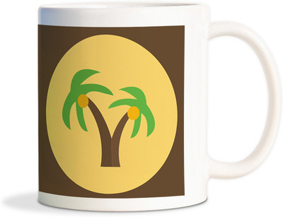 81% OFF on AMY Coconut Tree Vector Coffee Ceramic Mug 450 ml