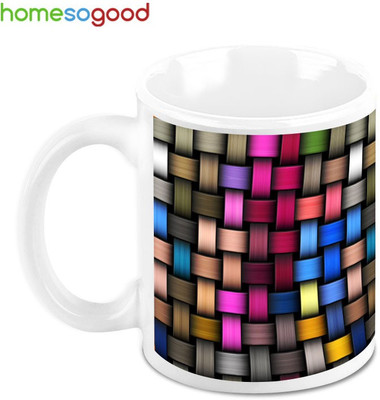 HomeSoGood Colorful Weaving Ceramic Mug 325 ml