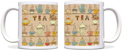 54% OFF on ShopMantra Vecor Tea Kettle Pattern Black Ceramic Mug 300 ml