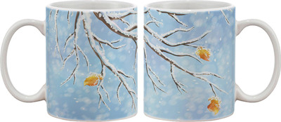 Artifa Autumn Leaves In Snow Porcelain, Ceramic Mug 350 ml
