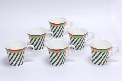 Clay Craft Ocean 350 Sline Bone China Mug 170 ml, Pack of 6