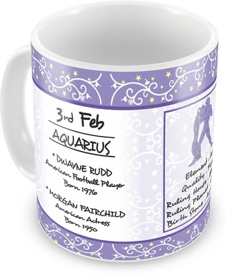 10% OFF on Everyday Gifts Happy Birthday 3rd Feb Zodiac Ceramic Mug