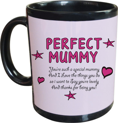 55% OFF on SajawatHomes Perfect Mummy Black Coffee Ceramic Mug 350 ml
