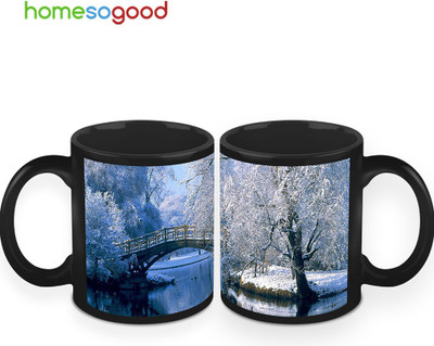37% OFF on HomeSoGood Bridge Connecting Heaven Coffee Ceramic Mug 325 ml, Pack of 2