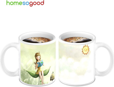 45% OFF on Homesogood Girl Reading On Sun Light Coffee Ceramic Mug 280 ml, Pack of 2