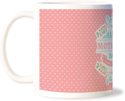 50% OFF on Lovely Collection Happy Mothers Day Designer Polka Dots Porcelain Mug 325 ml