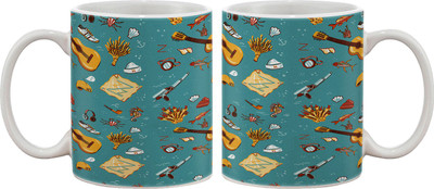 15% OFF on Artifa Artistic Guitar And Objects Porcelain, Ceramic Mug 350 ml