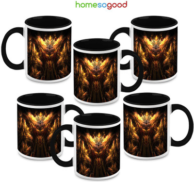 41% OFF on HomeSoGood The Face Of Devil Ceramic Mug 325 ml, Pack of 6