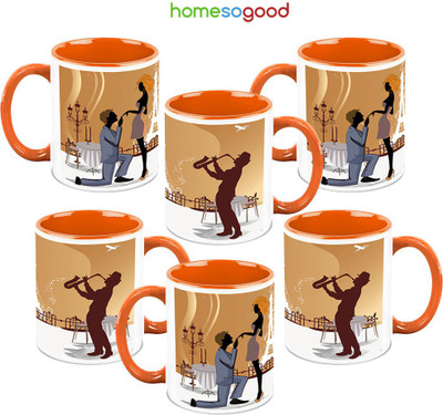 41% OFF on HomeSoGood Will You Be Mine 6 Mugs Ceramic Mug 325 ml, Pack of 6