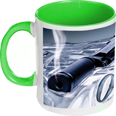 58% OFF on AMY Pistol Gun Inside Green Coffee Ceramic Mug 325 ml