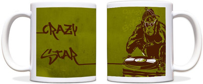 60% OFF on ShopMantra Crazy Star Dj Black Ceramic Mug 300 ml