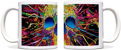60% OFF on ShopMantra Skull Color Splash Black Ceramic Mug 300 ml