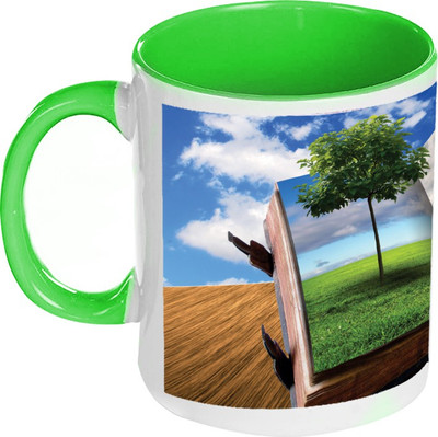 58% OFF on AMY Creative Book Way To Life Inside Green Coffee Ceramic Mug 325 ml