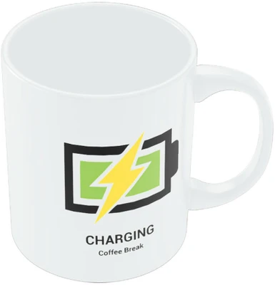 7% OFF on PosterGuy Stay Charged Battery Green Coffee Ceramic Mug 300 ml