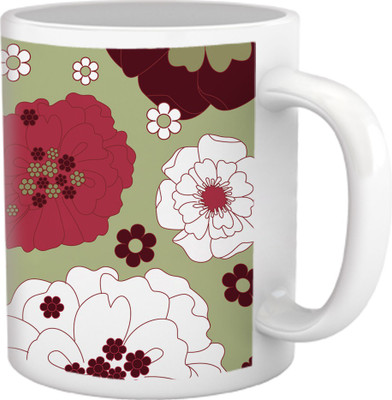 60% OFF on Tiedribbons Geometric Toned_Sweet Floral Pattern_Light Shade Ceramic Mug 325 ml