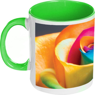 41% OFF on AMY Paper Rose Inside Green Coffee Ceramic Mug 325 ml