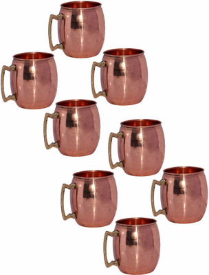 56% OFF on Prisha India Craft 006-8 Copper Mug 460 ml, Pack of 8