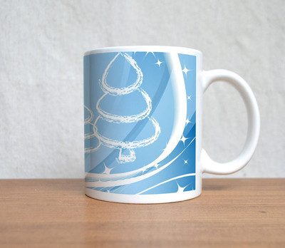 33% OFF on StyBuzz Ice Blue Christmas Tree Ceramic Mug 300 ml