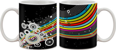 15% OFF on Artifa Colourful Stripes Porcelain, Ceramic Mug 350 ml