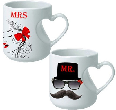 18% OFF on Onlineworld Combo Love Handle Coffee -03-04 Ceramic Mug 255 ml, Pack of 2