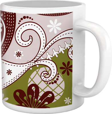 60% OFF on Tiedribbons High Tea_Geometric Toned_Vintage Floral Pattern Ceramic Mug 325 ml